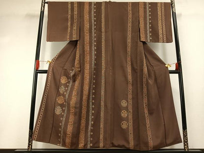 平和屋着物●訪問着　中国三大刺繍　汕頭刺繍　スワトウ刺繍　相良刺繍　総刺繍　吉祥花間道　金糸　正絹　逸品　AABG4789fy