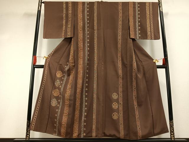 平和屋着物●訪問着　中国三大刺繍　汕頭刺繍　スワトウ刺繍　相良刺繍　総刺繍　吉祥花間道　金糸　正絹　逸品　AABG4789fy