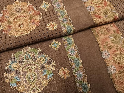 平和屋着物●訪問着　中国三大刺繍　汕頭刺繍　スワトウ刺繍　相良刺繍　総刺繍　吉祥花間道　金糸　正絹　逸品　AABG4789fy