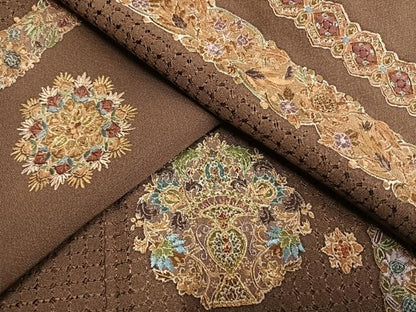 平和屋着物●訪問着　中国三大刺繍　汕頭刺繍　スワトウ刺繍　相良刺繍　総刺繍　吉祥花間道　金糸　正絹　逸品　AABG4789fy