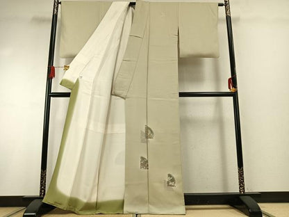 平和屋着物●訪問着　駒刺繍　枝梅文　暈し染め　金彩　正絹　逸品　AABG4792fy