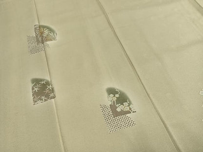平和屋着物●訪問着　駒刺繍　枝梅文　暈し染め　金彩　正絹　逸品　AABG4792fy