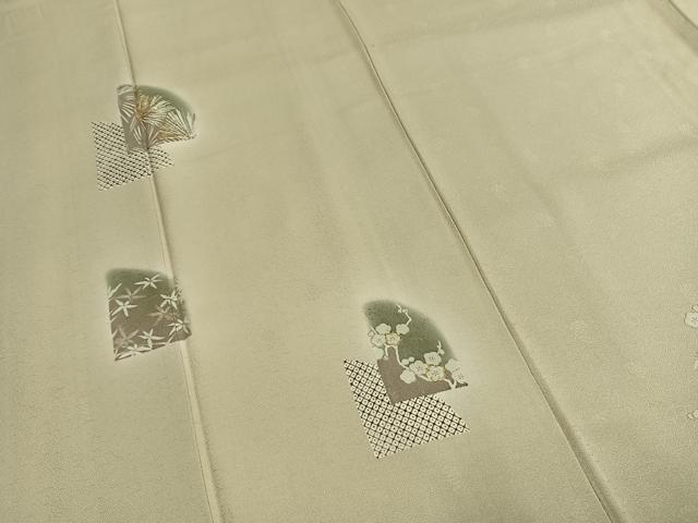平和屋着物●訪問着　駒刺繍　枝梅文　暈し染め　金彩　正絹　逸品　AABG4792fy