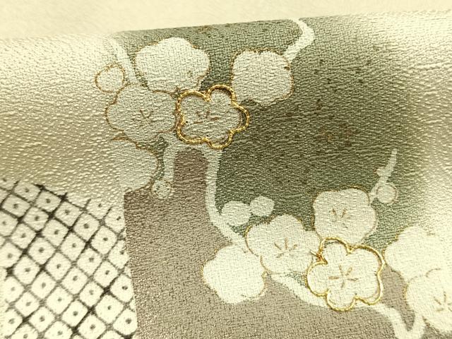 平和屋着物●訪問着　駒刺繍　枝梅文　暈し染め　金彩　正絹　逸品　AABG4792fy