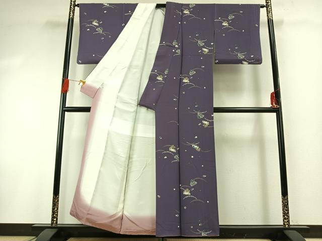平和屋着物●上質な小紋　兎　芝文　金彩　正絹　逸品　AABG4793fy