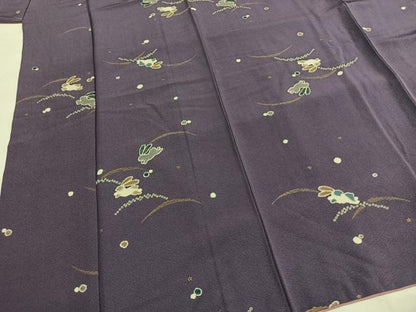 平和屋着物●上質な小紋　兎　芝文　金彩　正絹　逸品　AABG4793fy