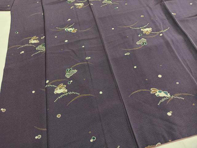 平和屋着物●上質な小紋　兎　芝文　金彩　正絹　逸品　AABG4793fy