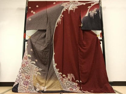 平和屋着物●訪問着　絞り　草花文　暈し染め　金彩　上代43万円　仮絵羽　正絹　逸品　未使用　AABG4795fy