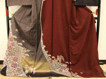 平和屋着物●訪問着　絞り　草花文　暈し染め　金彩　上代43万円　仮絵羽　正絹　逸品　未使用　AABG4795fy