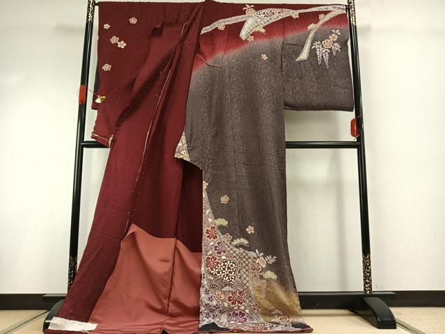 平和屋着物●訪問着　絞り　草花文　暈し染め　金彩　上代43万円　仮絵羽　正絹　逸品　未使用　AABG4795fy