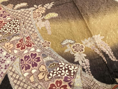 平和屋着物●訪問着　絞り　草花文　暈し染め　金彩　上代43万円　仮絵羽　正絹　逸品　未使用　AABG4795fy