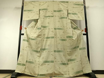 平和屋着物●ぜんまい紬　琉球絣　正絹　逸品　AABG4796fy