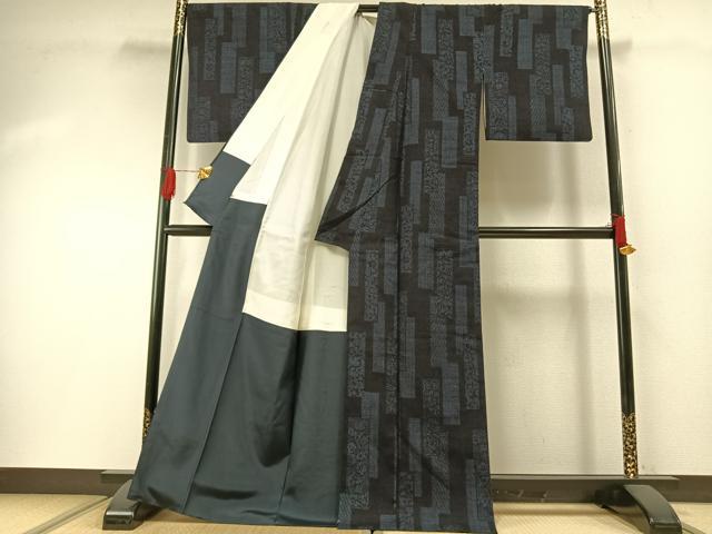 平和屋着物●本場結城紬　重要無形文化財　80亀甲　色紙文　高島屋扱い　正絹　逸品　AABG4797fy