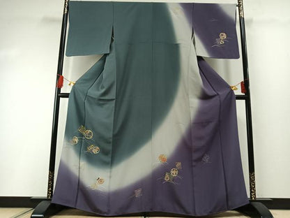 平和屋着物●訪問着　駒刺繍　源氏香　花丸文　暈し染め　金彩　正絹　逸品　AABG4798fy