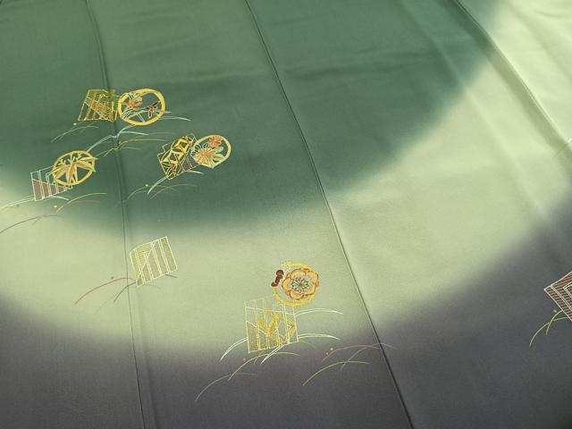平和屋着物●訪問着　駒刺繍　源氏香　花丸文　暈し染め　金彩　正絹　逸品　AABG4798fy