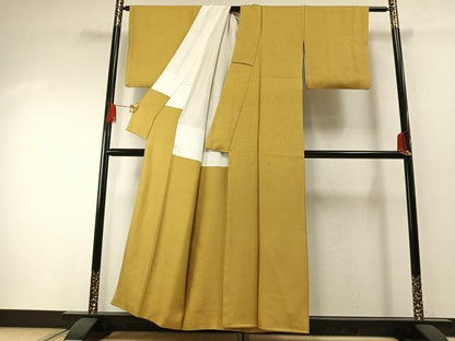 平和屋着物●上質な色無地　草花地紋　芥子色　正絹　逸品　AABG4801fy