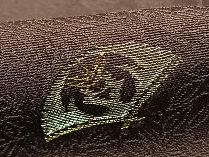平和屋着物●国際的伝統工芸作家　十二代・藤林徳扇　苑寿　小紋　総刺繍　扇面文　金銀糸　正絹　逸品　AABG4804fy