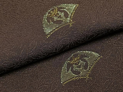 平和屋着物●国際的伝統工芸作家　十二代・藤林徳扇　苑寿　小紋　総刺繍　扇面文　金銀糸　正絹　逸品　AABG4804fy