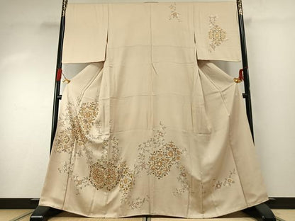 平和屋着物●訪問着　駒刺繍　吉祥花文　金彩　鈴乃屋扱い　正絹　逸品　AABG4805fy