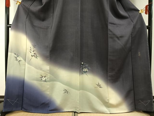 平和屋着物●ちぎり和紙重ね染　村松志行　訪問着　手描き　枝花文　暈し染め　正絹　逸品　未使用　AABG4806fy