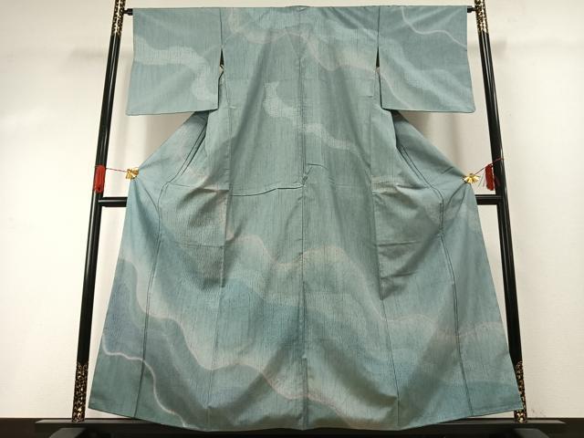 平和屋着物●本場大島紬　染大島　訪問着　絞り　流水文　正絹　逸品　AABG4807fy