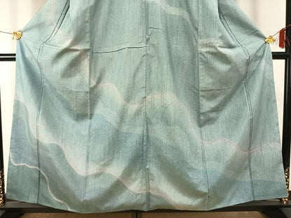 平和屋着物●本場大島紬　染大島　訪問着　絞り　流水文　正絹　逸品　AABG4807fy
