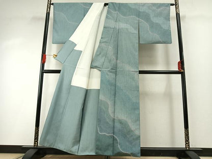 平和屋着物●本場大島紬　染大島　訪問着　絞り　流水文　正絹　逸品　AABG4807fy