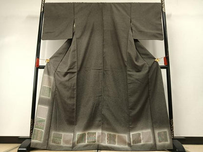 平和屋着物●本場大島紬　染大島　訪問着　壁画文様　正絹　逸品　AABG4808fy