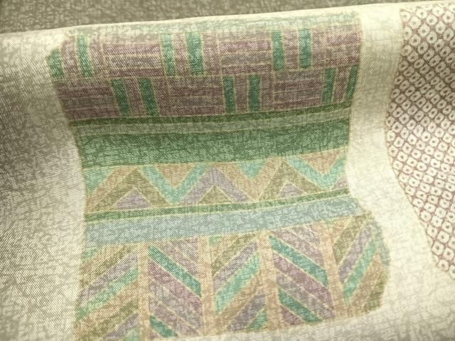 平和屋着物●本場大島紬　染大島　訪問着　壁画文様　正絹　逸品　AABG4808fy