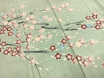 平和屋着物●田中勇吉　訪問着　紬地　枝梅文　正絹　逸品　AABG4809fy
