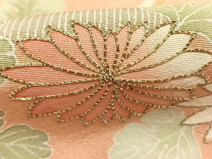 平和屋着物●訪問着　友禅　駒刺繍　御所車花文　暈し染め　金彩　正絹　逸品　AABG4810fy