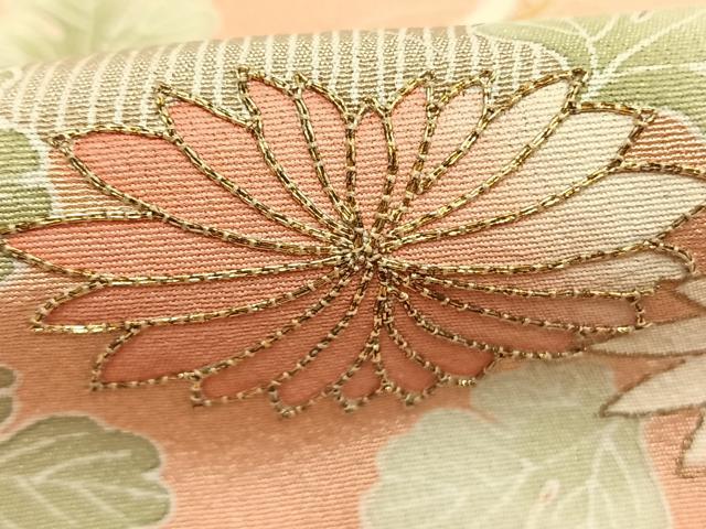 平和屋着物●訪問着　友禅　駒刺繍　御所車花文　暈し染め　金彩　正絹　逸品　AABG4810fy