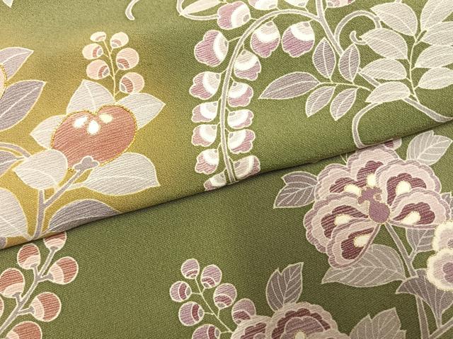 平和屋着物●豪華色留袖　友禅　駒刺繍　草花文　暈し染め　金彩　正絹　逸品　AABG4811fy