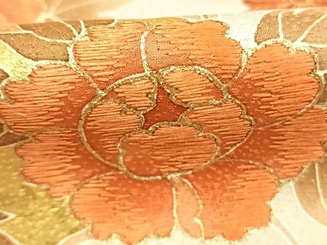 平和屋着物●訪問着　友禅　刺繍　草花文　暈し染め　金彩　正絹　逸品　AABG4815fy