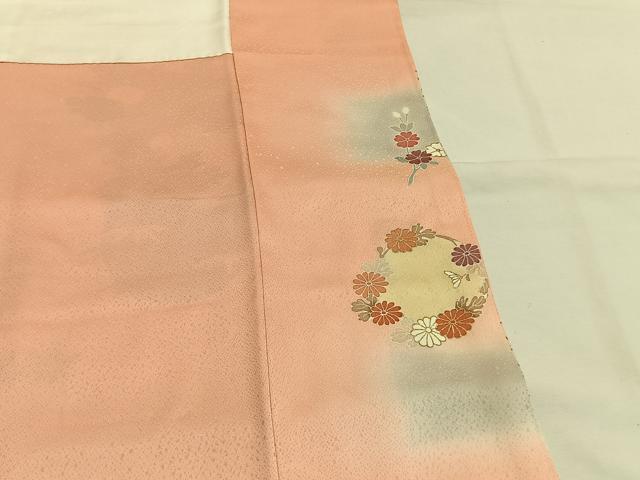平和屋着物●訪問着　友禅　刺繍　草花文　暈し染め　金彩　正絹　逸品　AABG4815fy