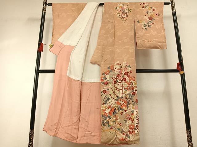 平和屋着物●アンティーク　大正ロマン　訪問着　枝花文　暈し染め　金彩　正絹　逸品　AABG4816fy