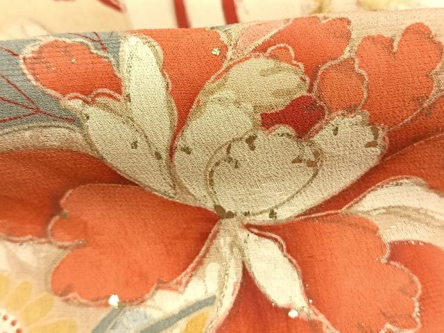平和屋着物●アンティーク　大正ロマン　訪問着　枝花文　暈し染め　金彩　正絹　逸品　AABG4816fy