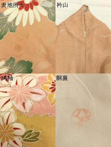 平和屋着物●アンティーク　大正ロマン　訪問着　枝花文　暈し染め　金彩　正絹　逸品　AABG4816fy