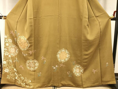 平和屋着物●豪華色留袖　吉祥花鳥文　金彩　正絹　逸品　AABG4819fy