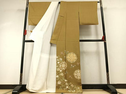 平和屋着物●豪華色留袖　吉祥花鳥文　金彩　正絹　逸品　AABG4819fy