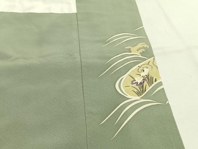 平和屋着物●豪華色留袖　友禅　駒刺繍　立波花鳥文　金彩　正絹　逸品　AABG4820fy