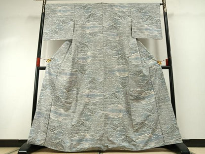 平和屋着物●上質な紬　風景文　正絹　逸品　AABG4821fy