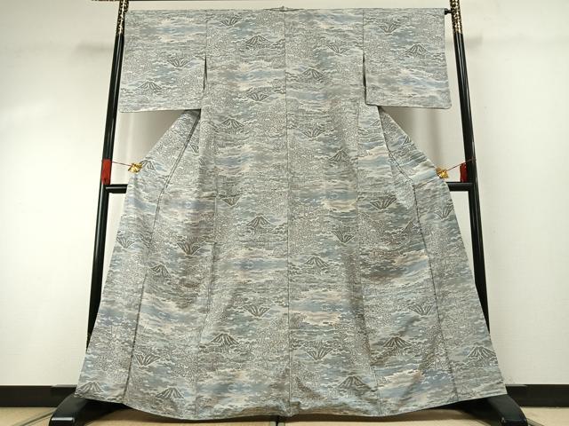 平和屋着物●上質な紬　風景文　正絹　逸品　AABG4821fy
