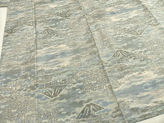 平和屋着物●上質な紬　風景文　正絹　逸品　AABG4821fy