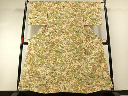 平和屋着物●上質な小紋　花鳥文　金彩　正絹　逸品　AABG4822fy