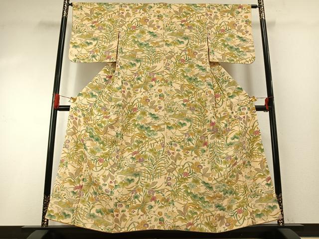 平和屋着物●上質な小紋　花鳥文　金彩　正絹　逸品　AABG4822fy
