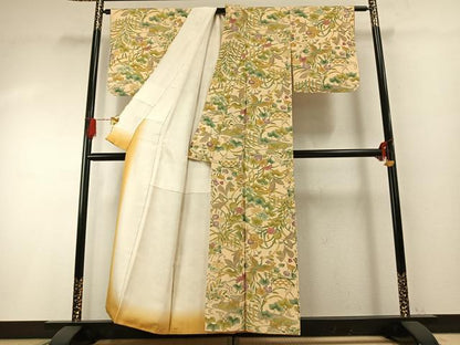 平和屋着物●上質な小紋　花鳥文　金彩　正絹　逸品　AABG4822fy