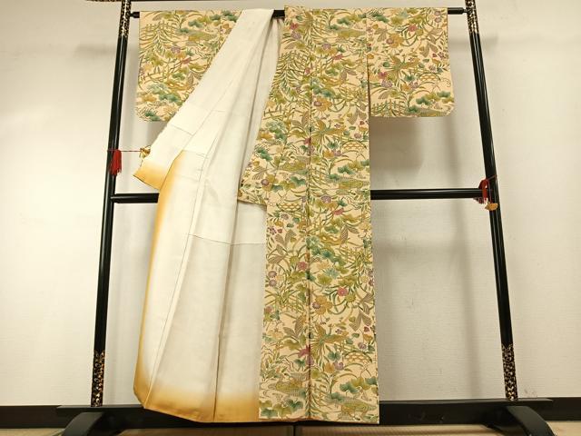 平和屋着物●上質な小紋　花鳥文　金彩　正絹　逸品　AABG4822fy