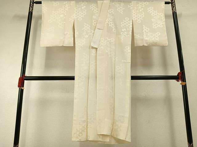 平和屋着物●長襦袢　無双仕立て　草花七宝地紋　生成り色　正絹　逸品　AABG4823fy