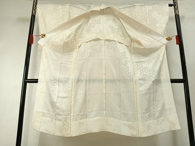 平和屋着物●長襦袢　無双仕立て　草花七宝地紋　生成り色　正絹　逸品　AABG4823fy